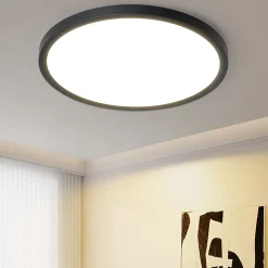 NETTLIFE Plafonnier LED Plat Pour Chambre à Coucher Noir 18 Cm 15 W Non Dimmable Blanc Chaud 3000 K