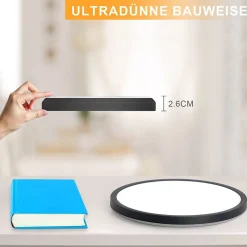 NETTLIFE Plafonnier LED Plat Pour Chambre à Coucher Noir 18 Cm 15 W Non Dimmable Blanc Chaud 3000 K