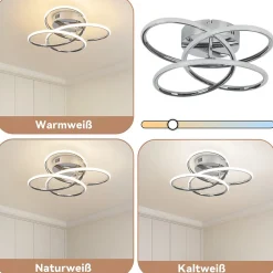 NETTLIFE Plafonnier LED pour couloir, intensité variable, avec télécommande, design moderne en forme de papillon, 36 cm, 44 W