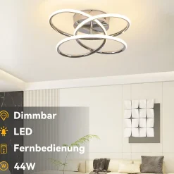 NETTLIFE Plafonnier LED pour couloir, intensité variable, avec télécommande, design moderne en forme de papillon, 36 cm, 44 W