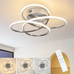 NETTLIFE Plafonnier LED pour couloir, intensité variable, avec télécommande, design moderne en forme de papillon, 36 cm, 44 W