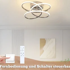 NETTLIFE Plafonnier LED pour couloir, intensité variable, avec télécommande, design moderne en forme de papillon, 36 cm, 44 W