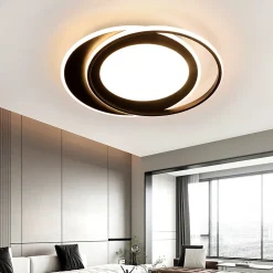 NETTLIFE Plafonnier LED Rond 66W Moderne 48,5 cm Chambre Noir Dimmable avec Télécommande Salon pour Cuisine Couloir Bureau