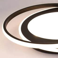 NETTLIFE Plafonnier LED Rond 66W Moderne 48,5 cm Chambre Noir Dimmable avec Télécommande Salon pour Cuisine Couloir Bureau