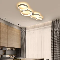 NETTLIFE Plafonnier LED Rond Moderne Blanc Chaud 3000K Anneau 37W Blanc 89cm Lampe de Bureau pour Chambre Salon Couloir Bureau