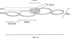 NETTLIFE Plafonnier LED Rond Moderne Blanc Chaud 3000K Anneau 37W Blanc 89cm Lampe de Bureau pour Chambre Salon Couloir Bureau