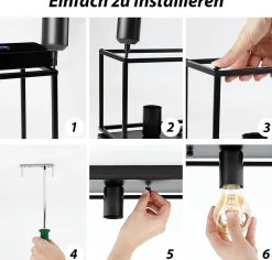 NETTLIFE Plafonnier LED Rétro Noir Lampe Industrielle pour Chambre Salon Lampe Vintage en Métal pour Couloir Salle à Manger 40 W