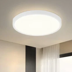 NETTLIFE Plafonnier LED ronde 18W Moderne 23cm Blanc neutre plate IP44 Lampe de Salle de bain pour chambre cuisine couloir