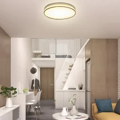 NETTLIFE Plafonnier LED Rond Blanc 30CM Moderne 12W avec Abat-Jour en Tissu 3000K Blanc Chaud pour Salon Chambre