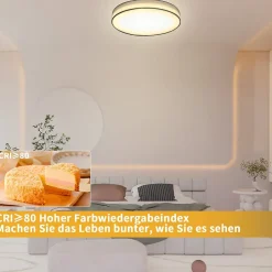 NETTLIFE Plafonnier LED Rond Blanc 30CM Moderne 12W avec Abat-Jour en Tissu 3000K Blanc Chaud pour Salon Chambre