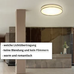 NETTLIFE Plafonnier LED Rond Blanc 30CM Moderne 12W avec Abat-Jour en Tissu 3000K Blanc Chaud pour Salon Chambre