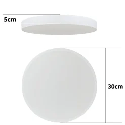 NETTLIFE Plafonnier LED Rond Blanc 30CM Moderne 12W avec Abat-Jour en Tissu 3000K Blanc Chaud pour Salon Chambre