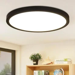 NETTLIFE Plafonnier LED Rond Noir 24 W Moderne LED Blanc Neutre 4000 K IP44 Ultra Fin Diamètre 23 cm pour Cuisine Bureau Salon