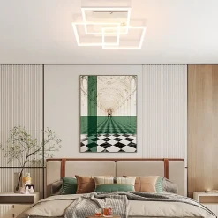 NETTLIFE Plafonnier LED Salon Blanc Dimmable Carré Moderne 36w Avec Télécommande