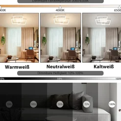 NETTLIFE Plafonnier LED Salon Blanc Dimmable Carré Moderne 36w Avec Télécommande