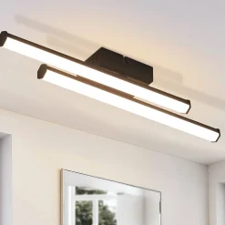 NETTLIFE Plafonnier LED salon moderne noir 12W 3000K blanc chaud chambre LED intégré en permanence