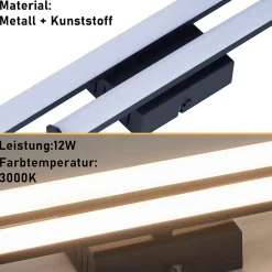 NETTLIFE Plafonnier LED salon moderne noir 12W 3000K blanc chaud chambre LED intégré en permanence