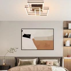 NETTLIFE Plafonnier LED Salon Noir Dimmable Carré Moderne 36w Avec Télécommande