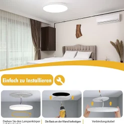 NETTLIFE plafonnier LED salle de bain 30cm lampe chambre lampe cuisine plate 4000K 18W lampe salle de bain IP44