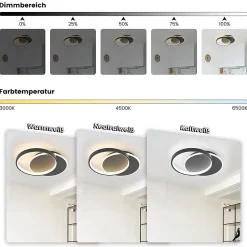 NETTLIFE Plafonnier LED Salon Dimmable Moderne Plafonnier avec télécommande pour le couloir