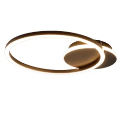 NETTLIFE Plafonnier LED Salon 24W Noir Moderne 2 Anneaux 3000K Blanc Chaud