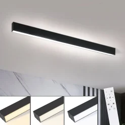 NETTLIFE Plafonnier LED Salon - Lampe 25W Noir Long 80cm Panneau de Lampe Intensité Variable avec Télécommande Moderne