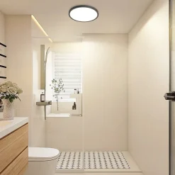 NETTLIFE Plafonnier LED Salle de bain Plat 30CM 24W Rond Plafonnier Cuisine Non-variable