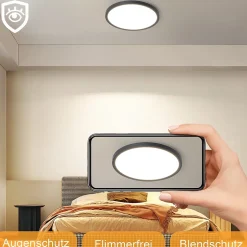 NETTLIFE Plafonnier LED Salle de bain Plat 30CM 24W Rond Plafonnier Cuisine Non-variable