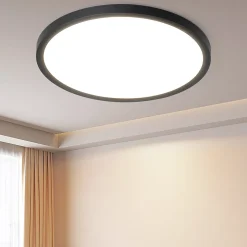 NETTLIFE Plafonnier LED Salle de bain Plat 30CM 24W Rond Plafonnier Cuisine Non-variable