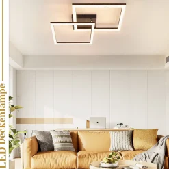 NETTLIFE Plafonnier LED salon noir 3000K blanc chaud moderne cristal chambre lampe 24W pour cuisine chambre couloir