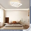 NETTLIFE Plafonnier LED Salon Chambre Lampe Dimmable avec Télécommande 42W Design Moderne Carré Blanc en Acrylique pour Cuisine