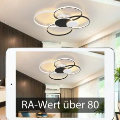 NETTLIFE Plafonnier LED Salon - Grande lampe de salon moderne 94 cm dimmable 72 W avec télécommande pour chambre bureau cuisine