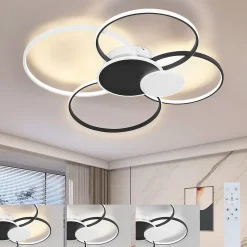 NETTLIFE Plafonnier LED Salon - Grande lampe de salon moderne 94 cm dimmable 72 W avec télécommande pour chambre bureau cuisine