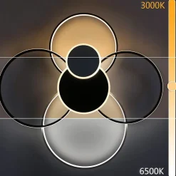 NETTLIFE Plafonnier LED Salon - Grande lampe de salon moderne 94 cm dimmable 72 W avec télécommande pour chambre bureau cuisine