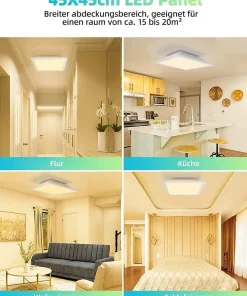 NETTLIFE Plafonnier LED Salon Panneau Blanc Plat 60x60cm 40w Lampe De Plafond Rectangulaire 3000k