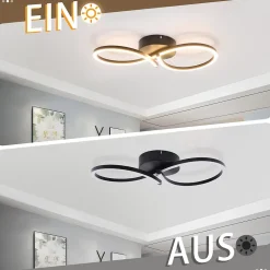 NETTLIFE Plafonnier LED Salon 24W Moderne Créatif Noir Lampe Cuisine 3000K Blanc Chaud