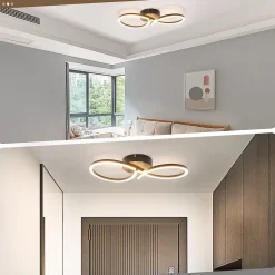 NETTLIFE Plafonnier LED Salon 24W Moderne Créatif Noir Lampe Cuisine 3000K Blanc Chaud