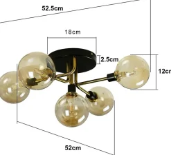 NETTLIFE Plafonnier LED Salon Chambre avec 5 Ampoules Boules de Verre G9 Salon Chambre Lumière Intérieur Lustre Lampe