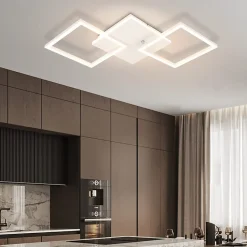 NETTLIFE Plafonnier LED Salon Blanc Dimmable Carré Moderne 32w Avec Télécommande