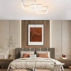 NETTLIFE Plafonnier LED Salon Blanc Dimmable Carré Moderne 32w Avec Télécommande