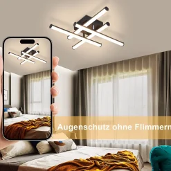 NETTLIFE Plafonnier LED salon plafonnier moderne noir 24W design d'intérieur 3000K blanc chaud