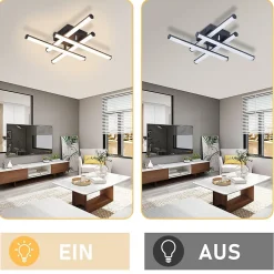 NETTLIFE Plafonnier LED salon plafonnier moderne noir 24W design d'intérieur 3000K blanc chaud