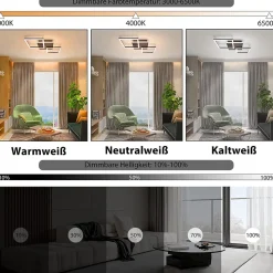 NETTLIFE Plafonnier LED Salon Noir Dimmable Carré Moderne 36w Avec Télécommande