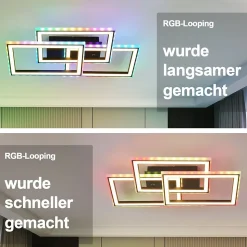 NETTLIFE Plafonnier LED Salon 45W Lampe de Salon Noir Moderne Dimmable avec Télécommande Changement de Couleur Géométrique pour