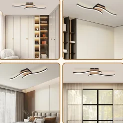 NETTLIFE plafonnier LED 12W bois 3000K blanc chaud design moderne métal noir