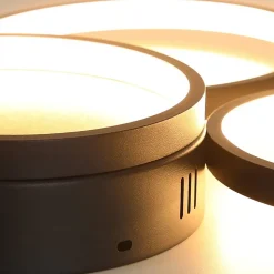 NETTLIFE Plafonnier LED 22W chambre noir blanc chaud avec 3 anneaux design décoration moderne pour salon chambre d'enfant couloir