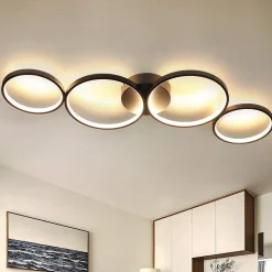 NETTLIFE Plafonnier LED 37W 3000k Blanc Chaud Anneau Rond Moderne Noir 89cm Lampe de Bureau Design pour Salon Couloir Bureau