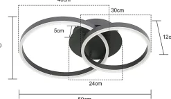 NETTLIFE Plafonnier LED 46W Dimmable Design Moderne Lampe de Salon avec Télécommande pour Chambre à Coucher Cuisine Marron