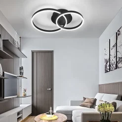 NETTLIFE Plafonnier LED 46W Dimmable Design Moderne Lampe de Salon avec Télécommande pour Chambre à Coucher Cuisine Marron