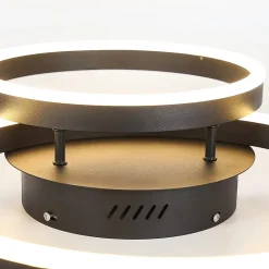 NETTLIFE Plafonnier LED 46W Dimmable Design Moderne Lampe de Salon avec Télécommande pour Chambre à Coucher Cuisine Marron